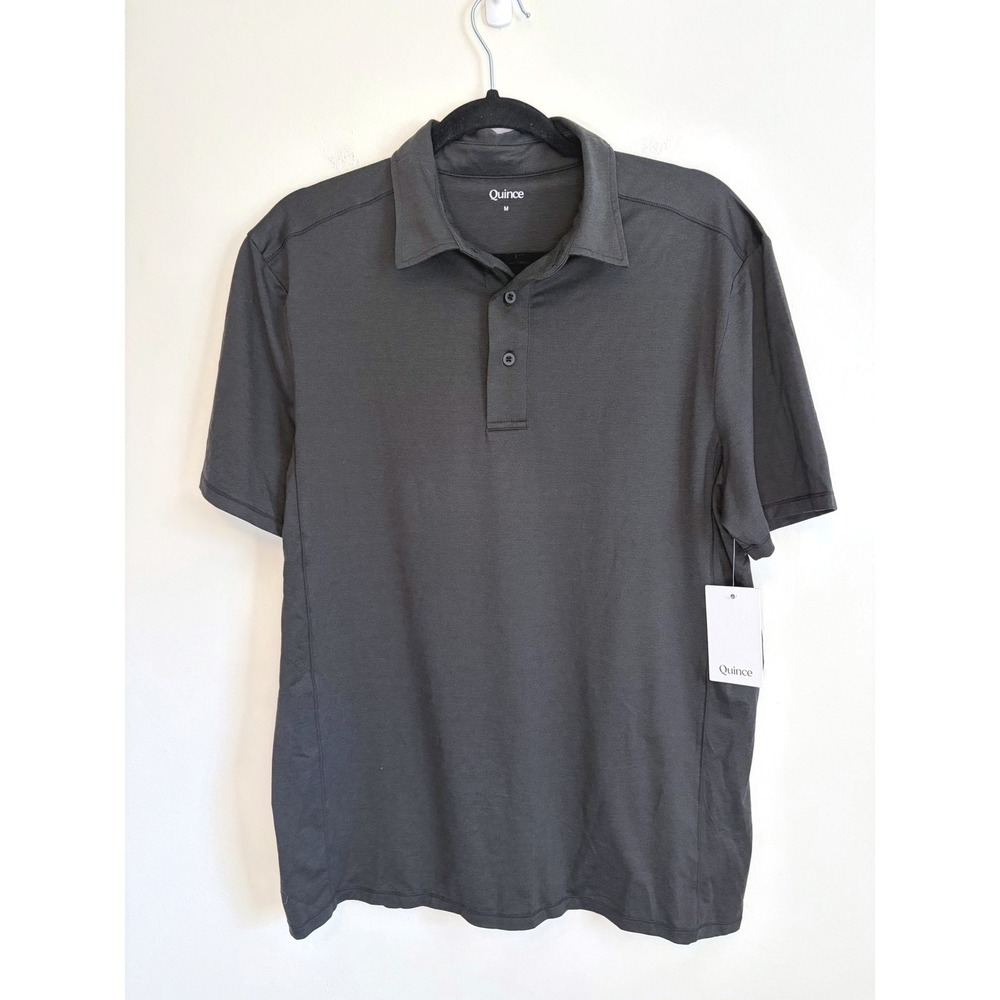 Quince Flowknit Breeze Performance Polo Golf Comfort Heather Black Mens M NEW